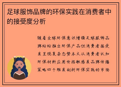 足球服饰品牌的环保实践在消费者中的接受度分析